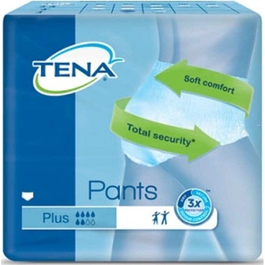 TENA PANTS PLUS EXTRA LARGE 1×12 piezas, braguita elástica absorbente, absorción 1440 ml, perímetro de cadera 120-160 cm