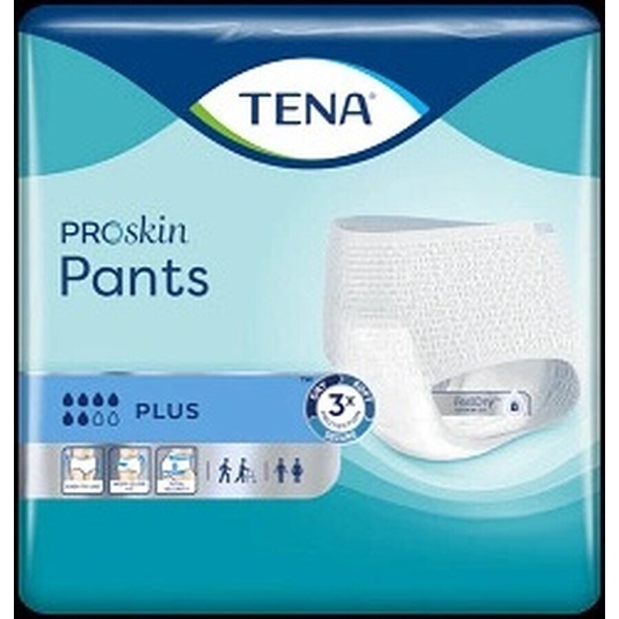 TENA PANTS PLUS EXTRA LARGE 1×12 piezas, braguita elástica absorbente, absorción 1440 ml, perímetro de cadera 120-160 cm