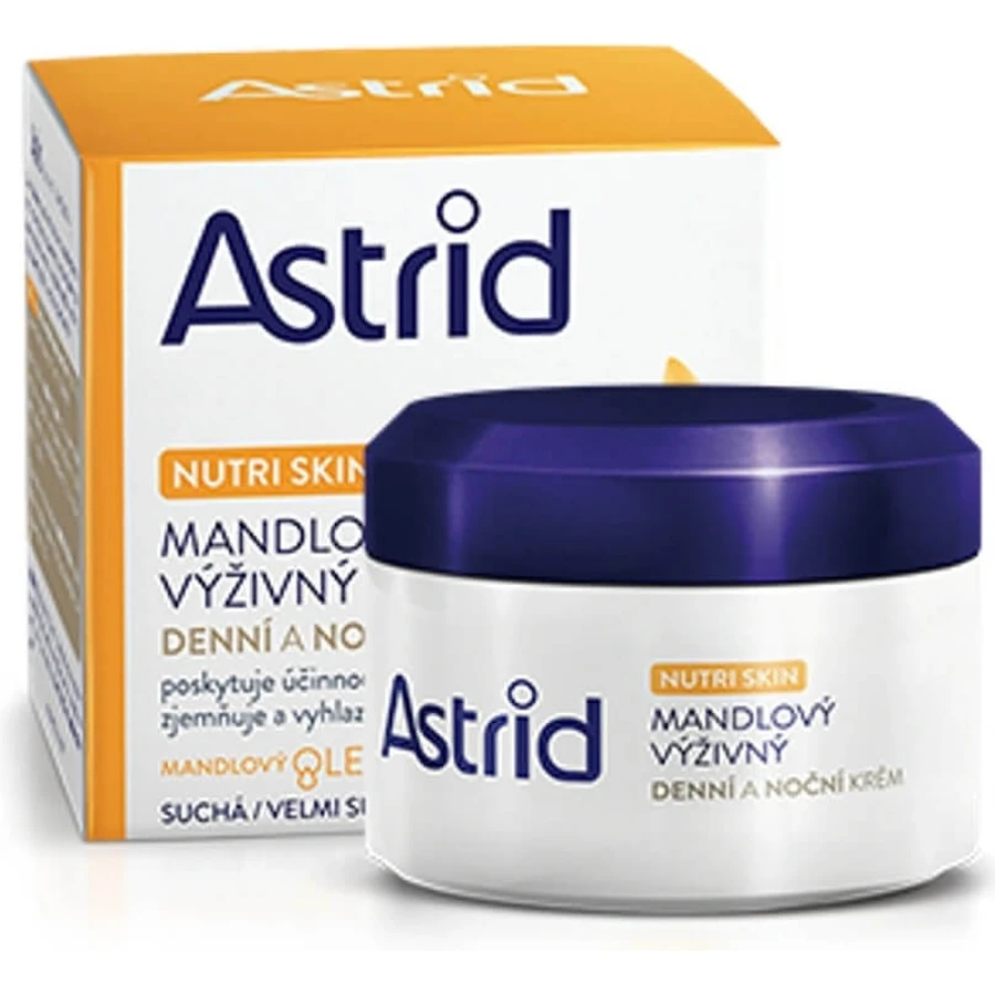 ASTRID ALMOND cremă hrănitoare de zi și de noapte pentru piele uscată și foarte uscată 50 ml 1×50 ml, cremă de mâini