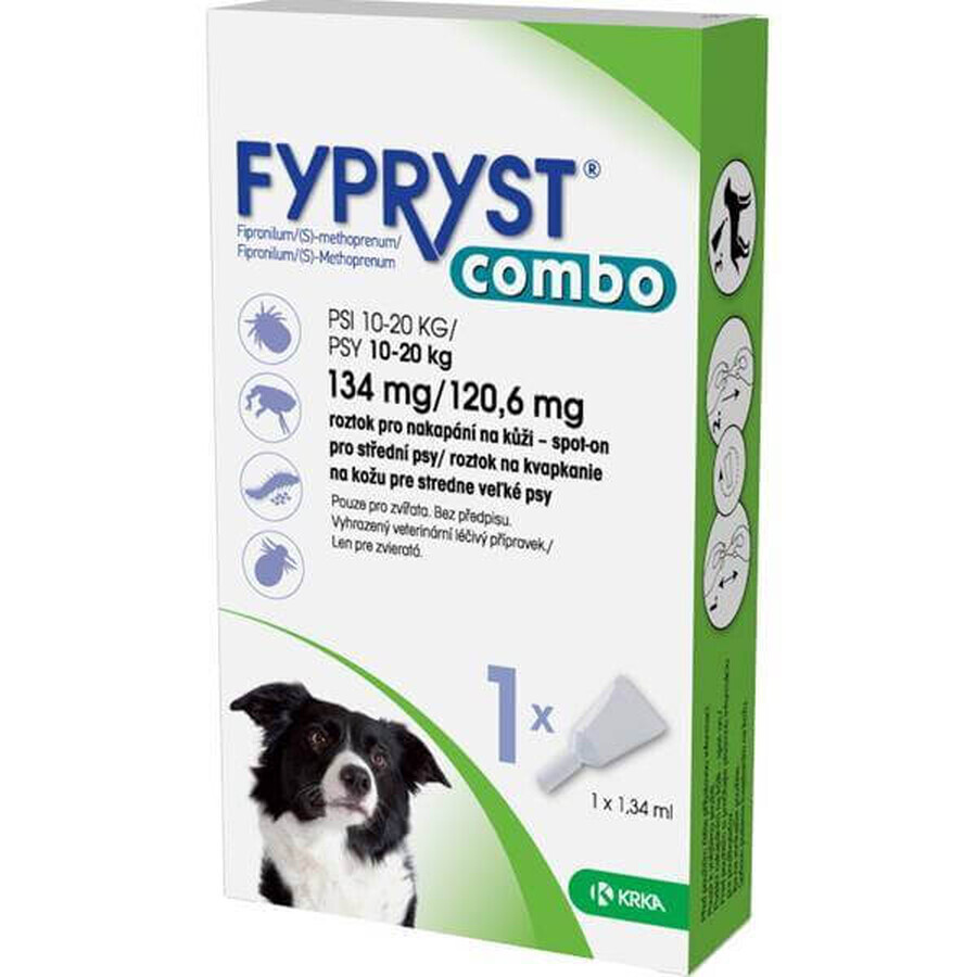 FYPRYST combo 134 mg/120,6 mg PSY 10-20 KG 1×1,34 ml, preparado antipulgas