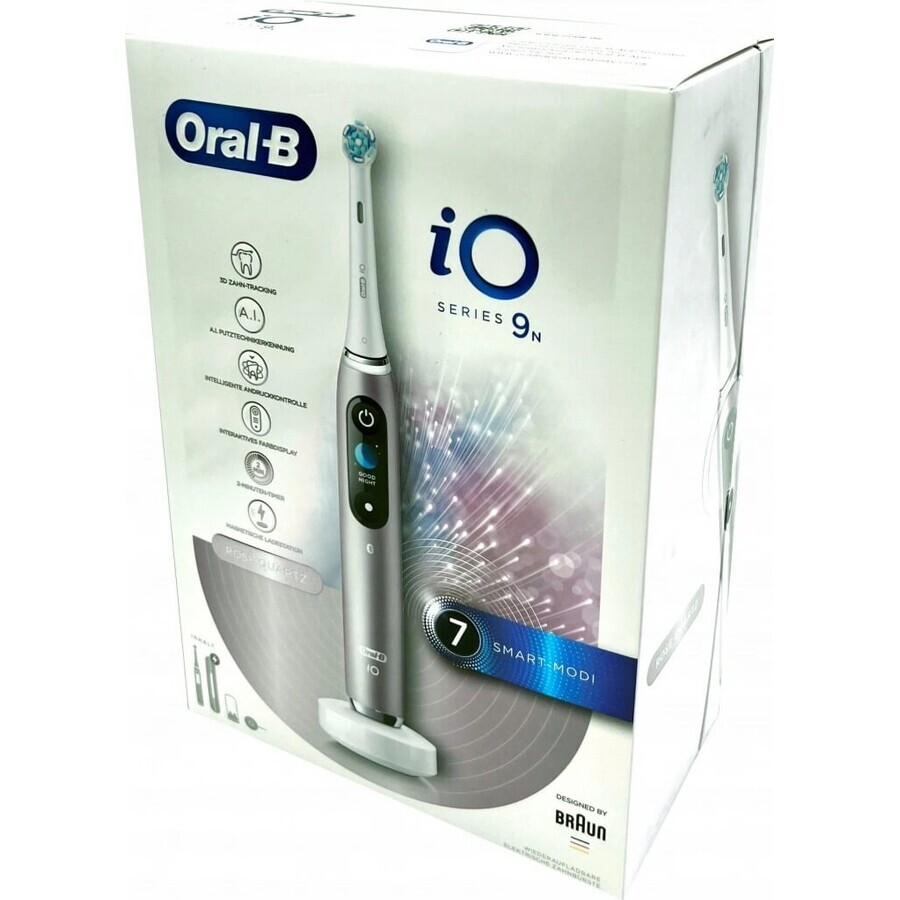 Oral B EK iO Series 9 Rose Quartz + portacepillos + estuche de viaje 1×1 set, cepillo de dientes electrónico