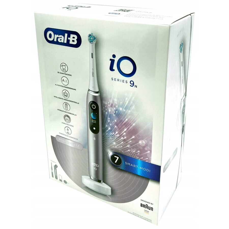 Oral B EK iO Series 9 Rose Quartz + portacepillos + estuche de viaje 1×1 set, cepillo de dientes electrónico