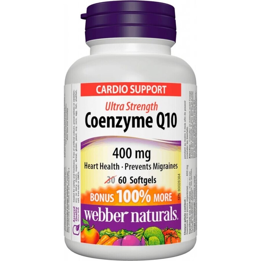 WEBBER NATURALS Coenzima Q10 400 mg EXTRA FUERTE 1×60 cps, complemento alimenticio