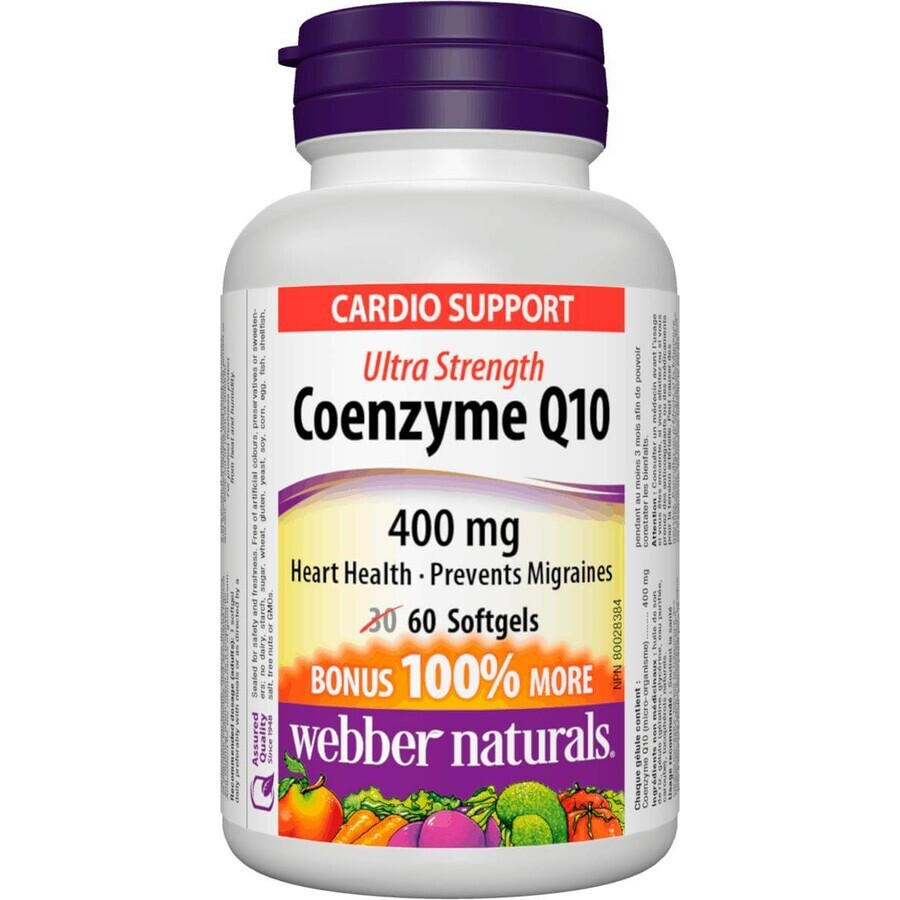 WEBBER NATURALS Coenzima Q10 400 mg EXTRA FUERTE 1×60 cps, complemento alimenticio