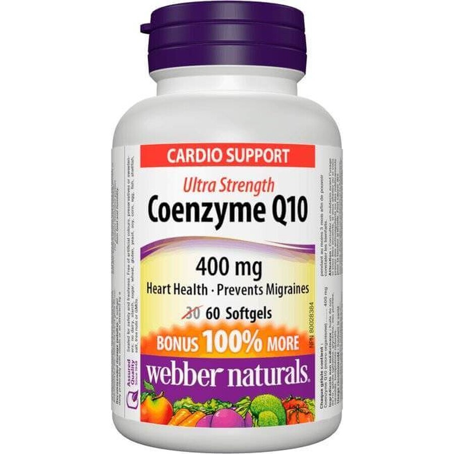 WEBBER NATURALS Coenzima Q10 400 mg EXTRA FUERTE 1×60 cps, complemento alimenticio