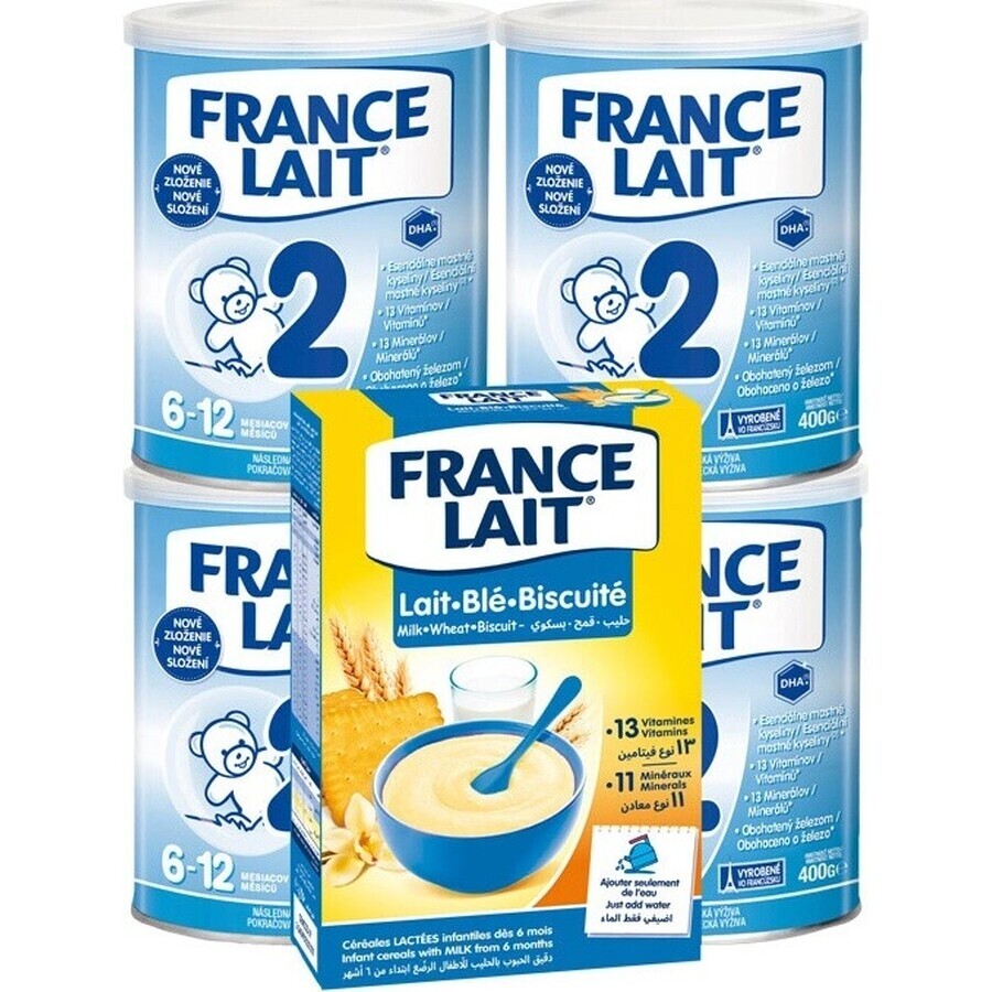 France Lait 2 4x400g + FL tarwepap. Set 250g 1×1, zuigelingenmelkpoeder set