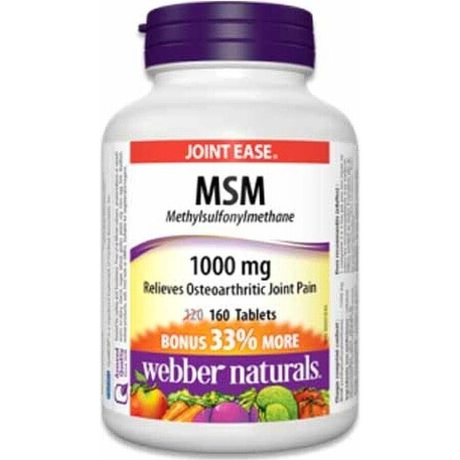 WEBBER NATURALS MSM 1000 mg BONUS 1×160 tbl, complemento alimenticio