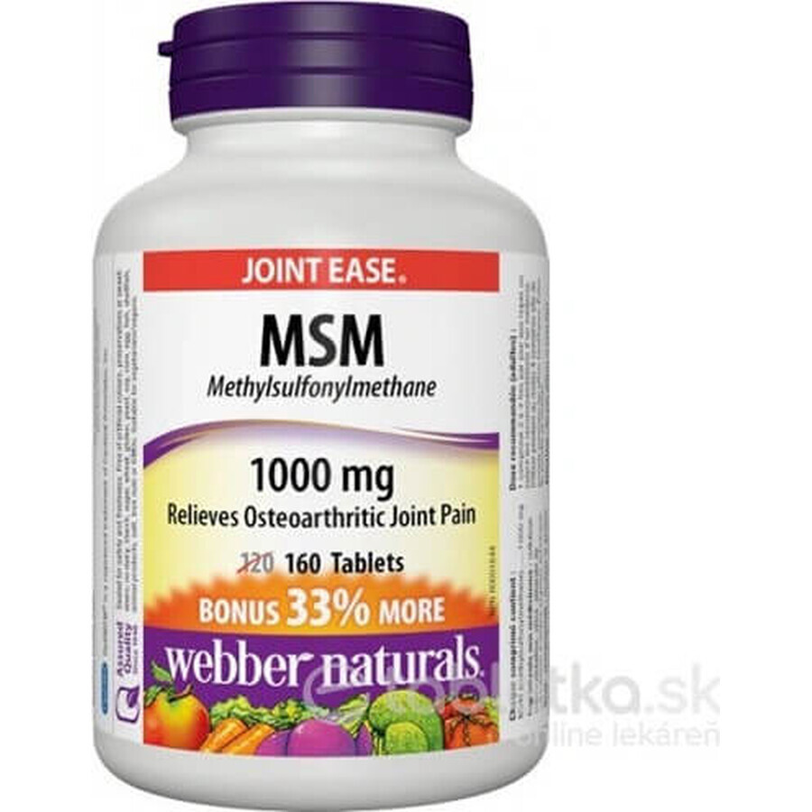 WEBBER NATURALS MSM 1000 mg BONUS 1×160 tbl, complemento alimenticio