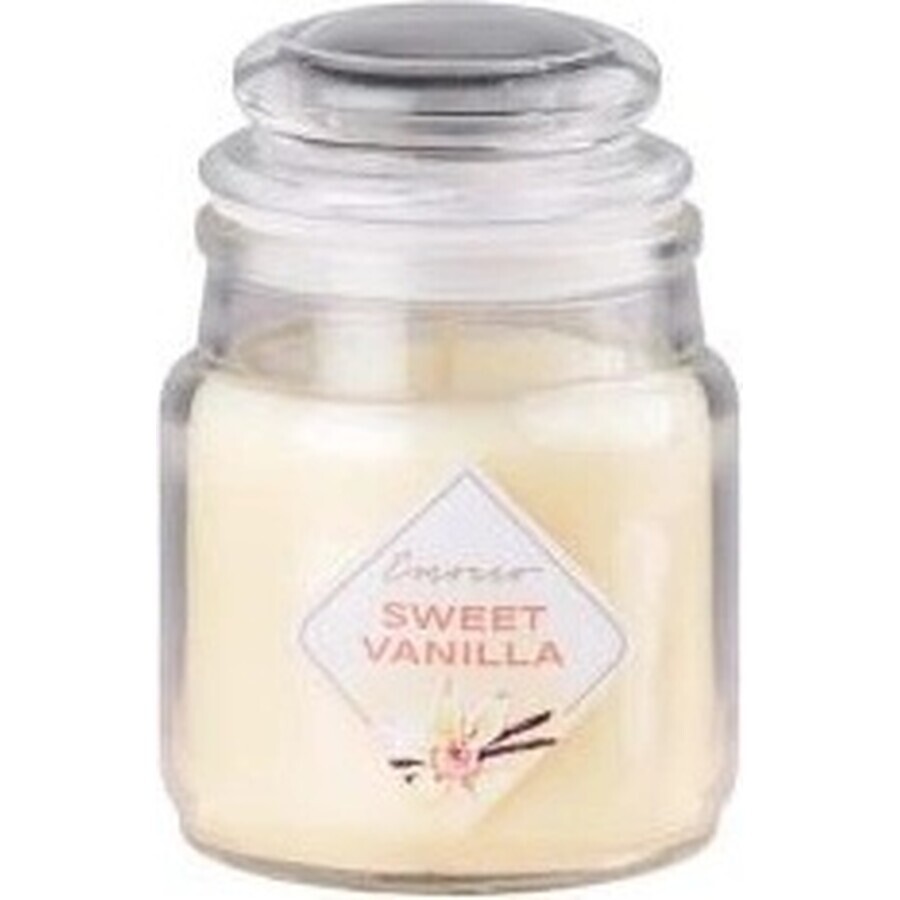 Emocio Glass bottle 57x85 mm with glass lid Scented candle Sweet Vanilla 1×1 pc, scented candle