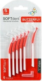 SOFTdent Butterfly S cepillos interdentales 0,5 mm curvados, rojo 1x6 piezas