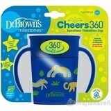 DR.BROWNS Taza Cheers 360° JUNGLE 6M+ JUNGLE 6M+ azul 1×200 ml, beber sin gotear ni vomitar