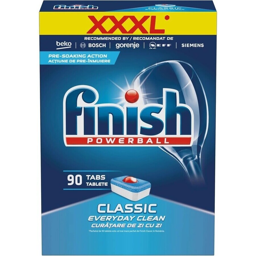 Finish tabs Classic Regular 1×90 unidades, pestañas para lavavajillas