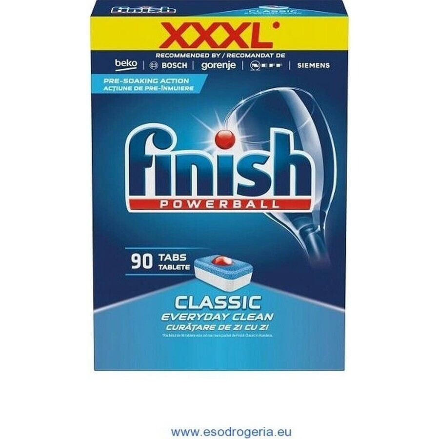 Finish tabs Classic Regular 1×90 unidades, pestañas para lavavajillas