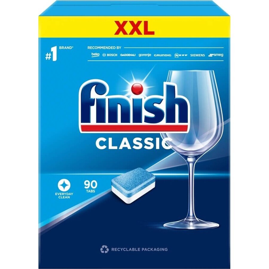 Finish tabs Classic Regular 1×90 unidades, pestañas para lavavajillas