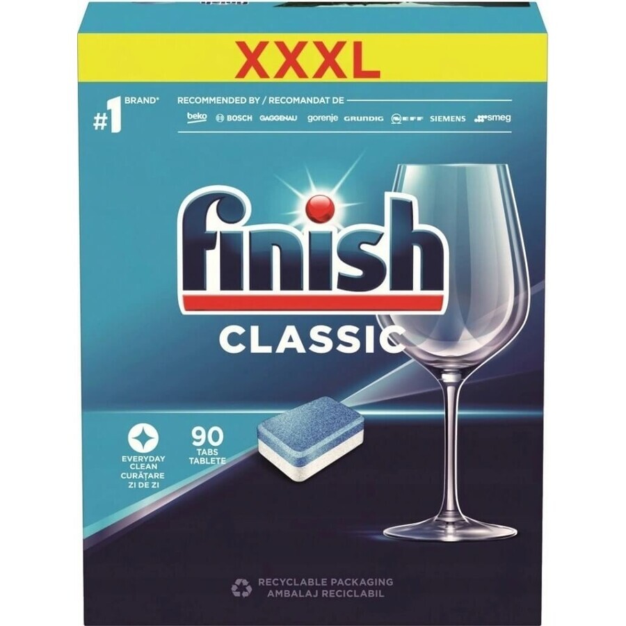 Finish tabs Classic Regular 1×90 unidades, pestañas para lavavajillas