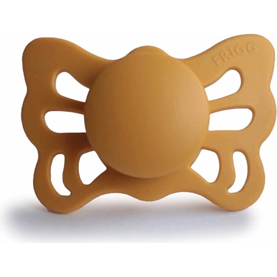 FRIGG Butterfly Anatomical Silicone Soother Honey Gold, 0-6m 1×1 buc, suzetă din silicon