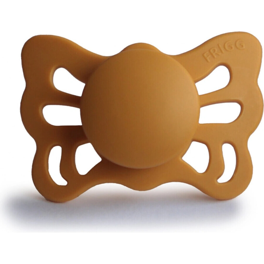 FRIGG Butterfly Anatomical Silicone Soother Honey Gold, 0-6m 1×1 buc, suzetă din silicon