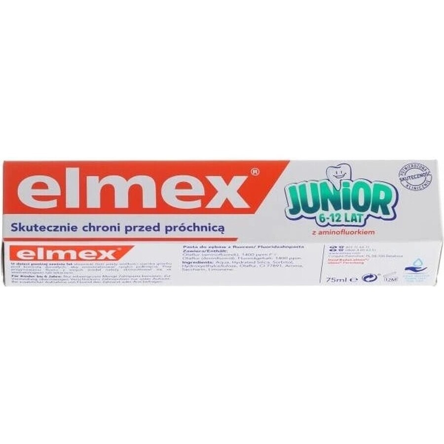 ELMEX JUNIOR PASTA DENTAL 1×75 ml, pasta dental para niños