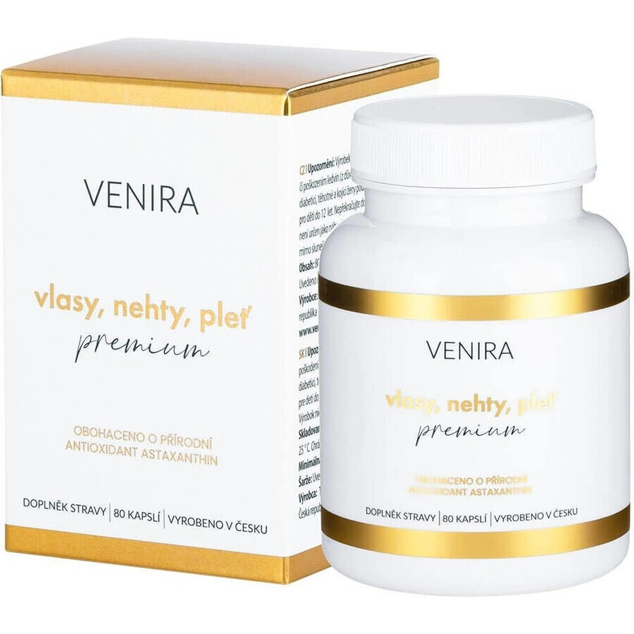 VENIRA PREMIUM cápsulas para cabello, uñas y piel, tratamiento 40 días 1×80 cps, complemento nutricional