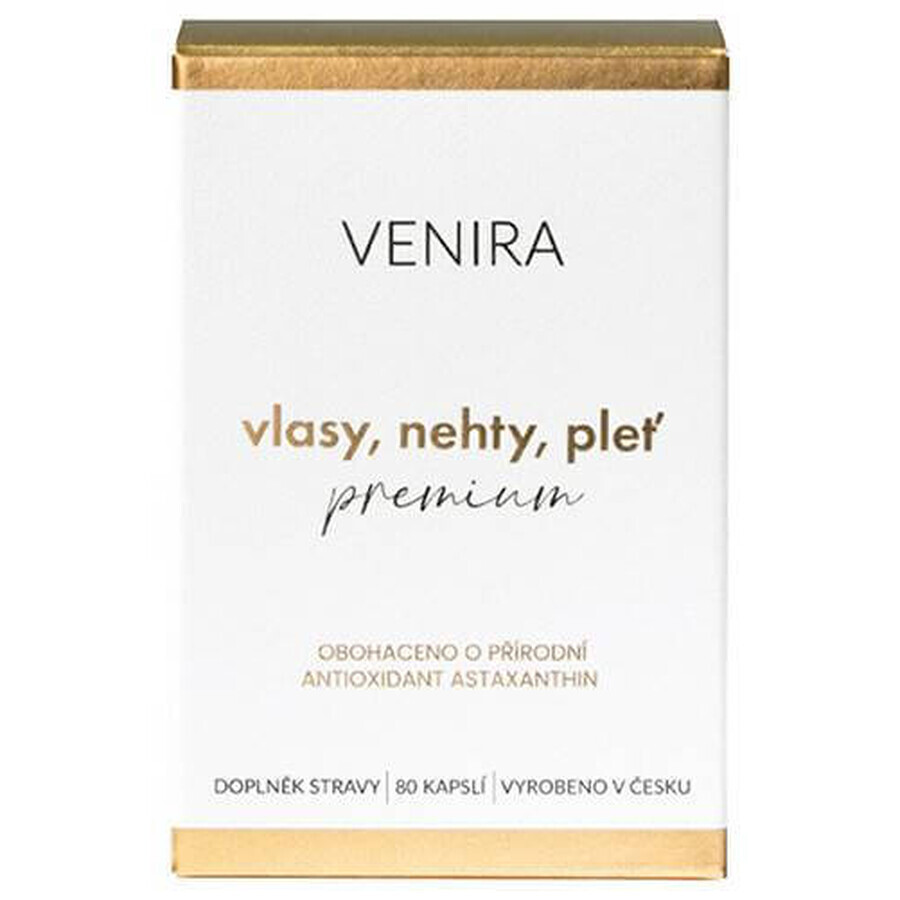 VENIRA PREMIUM cápsulas para cabello, uñas y piel, tratamiento 40 días 1×80 cps, complemento nutricional