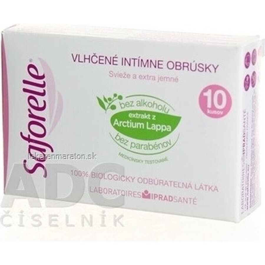 SAFORELLE INTIMA Toallitas 1×10 uds, toallitas húmedas