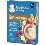 Gerber Natural Milk Porridge Wheat-Oat 1×220 g, framboise et banane (à partir de 6 mois)