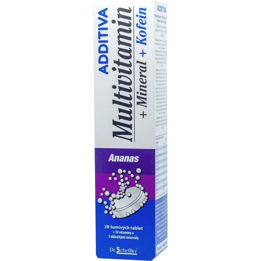 ADITIVO MULTIVITAMIN + Mineral, Cafeína, Piña 1×20 tbl, comprimidos efervescentes