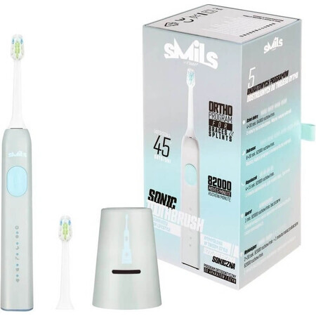 Vitammy Smils Sonic tandenborstel met reinigingsprogramma voor orthodontische hulpmiddelen, grijs 1×2 stuks, elektrische tandenborstel