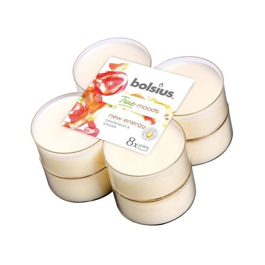 Bolsius Aromatic 2.0 Tea Maxi 8pcs Nueva energía, velas perfumadas 1×8 pcs, velas perfumadas