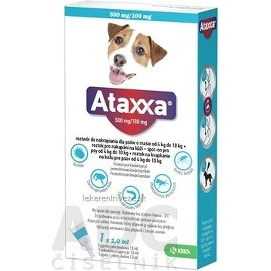 Ataxxa 500 mg/100 mg (perros de 4 kg a 10 kg) 1×1 ml, solución para perros