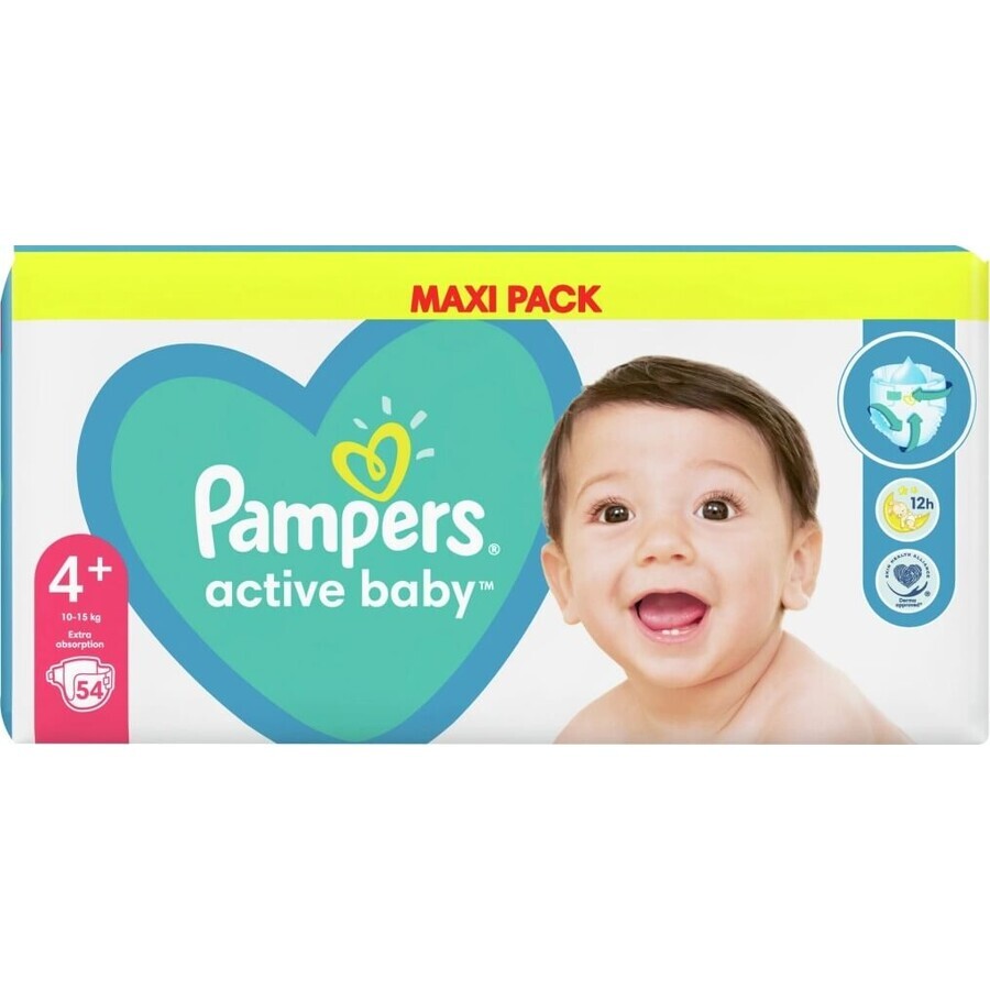 Pampers Active Baby MP S4+ 1×54 pzs, talla S4+, pañales bebé