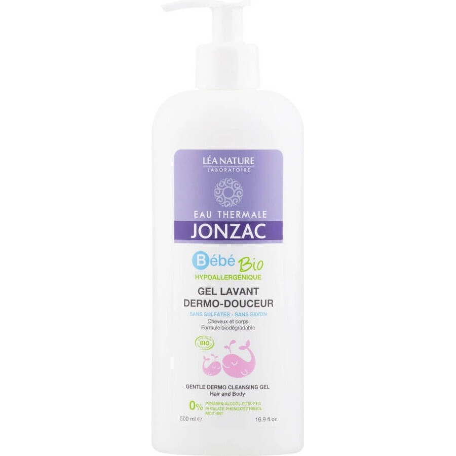 JONZAC Bébé Organic baby dermo-cleansing gel for hair and body with pump 1×500 ml