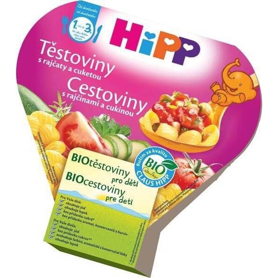 HIPP BIO Pasta met tomaten en courgettes 1×250 g, babyvoeding