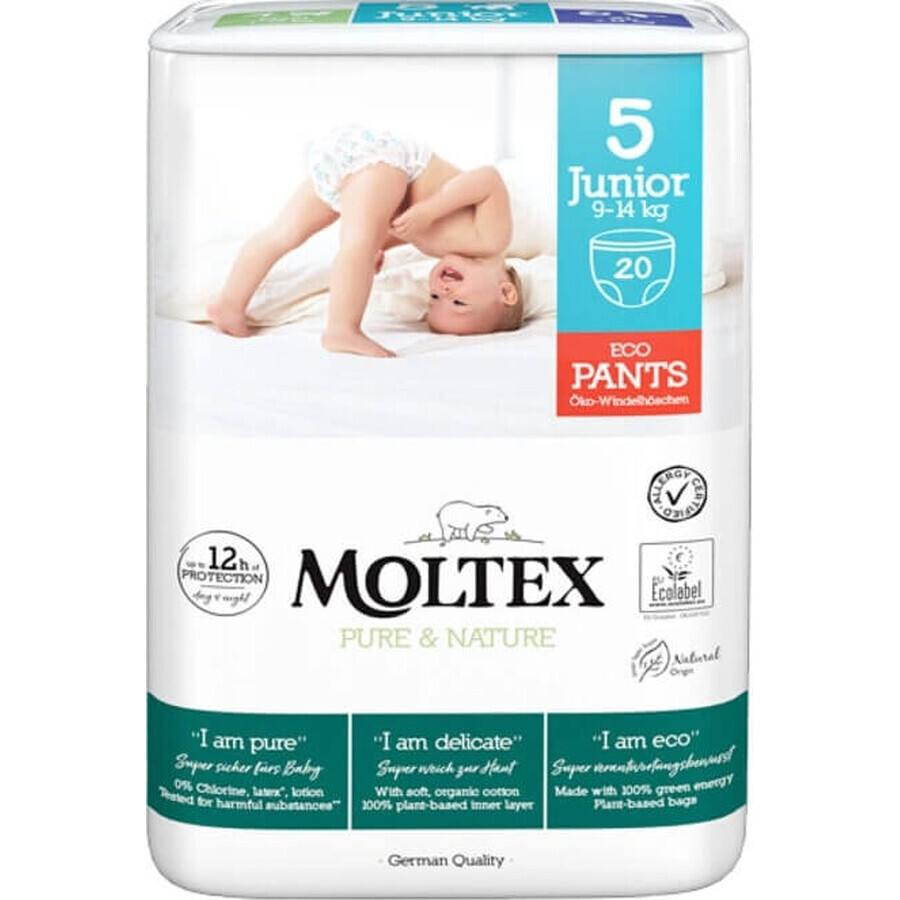 Moltex Pure & Nature Junior Culotte de protection extensible Junior 9 -14 kg 1×20 pcs, culotte de protection