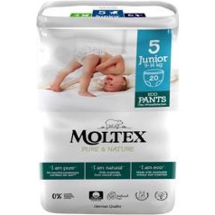 Moltex Pure & Nature Junior Culotte de protection extensible Junior 9 -14 kg 1×20 pcs, culotte de protection