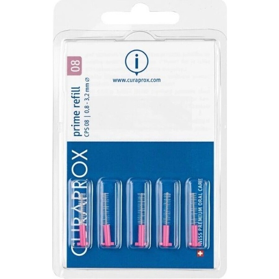 CURAPROX CPS 08 prime plus roze 1×1 set, interdentale ragers 5 stuks + houder UHS 451