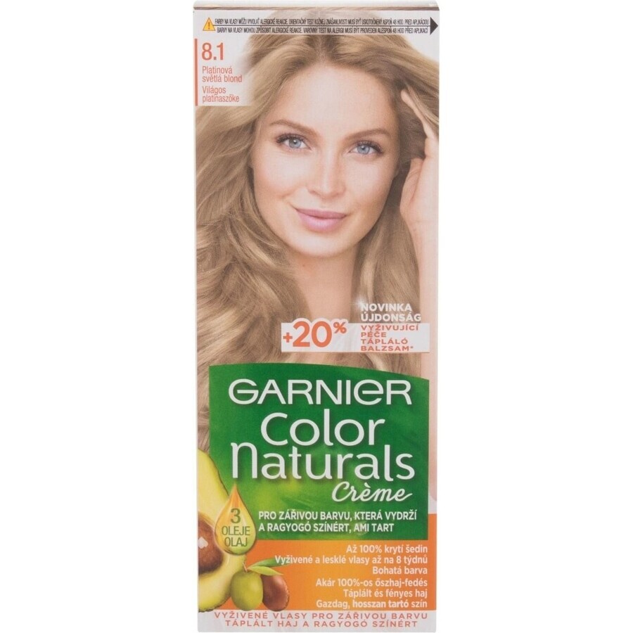 Garnier Color Naturals Tinte Permanente 8.1 Rubio Claro Platino 1×1 pieza, color de pelo