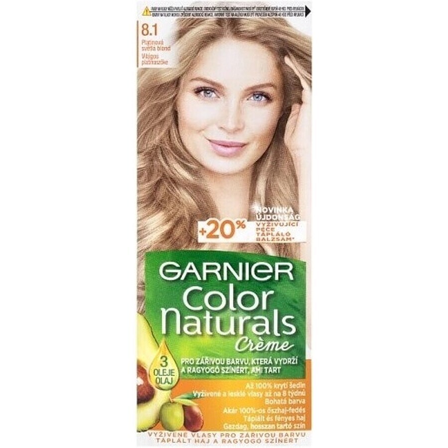 Garnier Color Naturals Tinte Permanente 8.1 Rubio Claro Platino 1×1 pieza, color de pelo