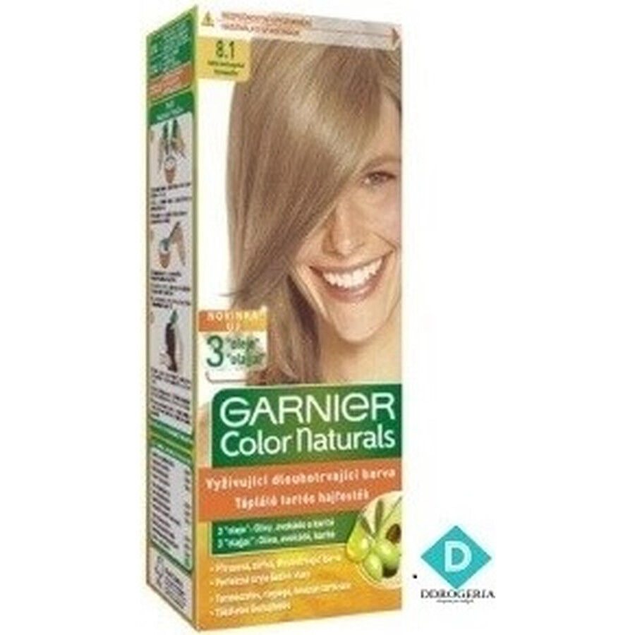 Garnier Color Naturals Tinte Permanente 8.1 Rubio Claro Platino 1×1 pieza, color de pelo