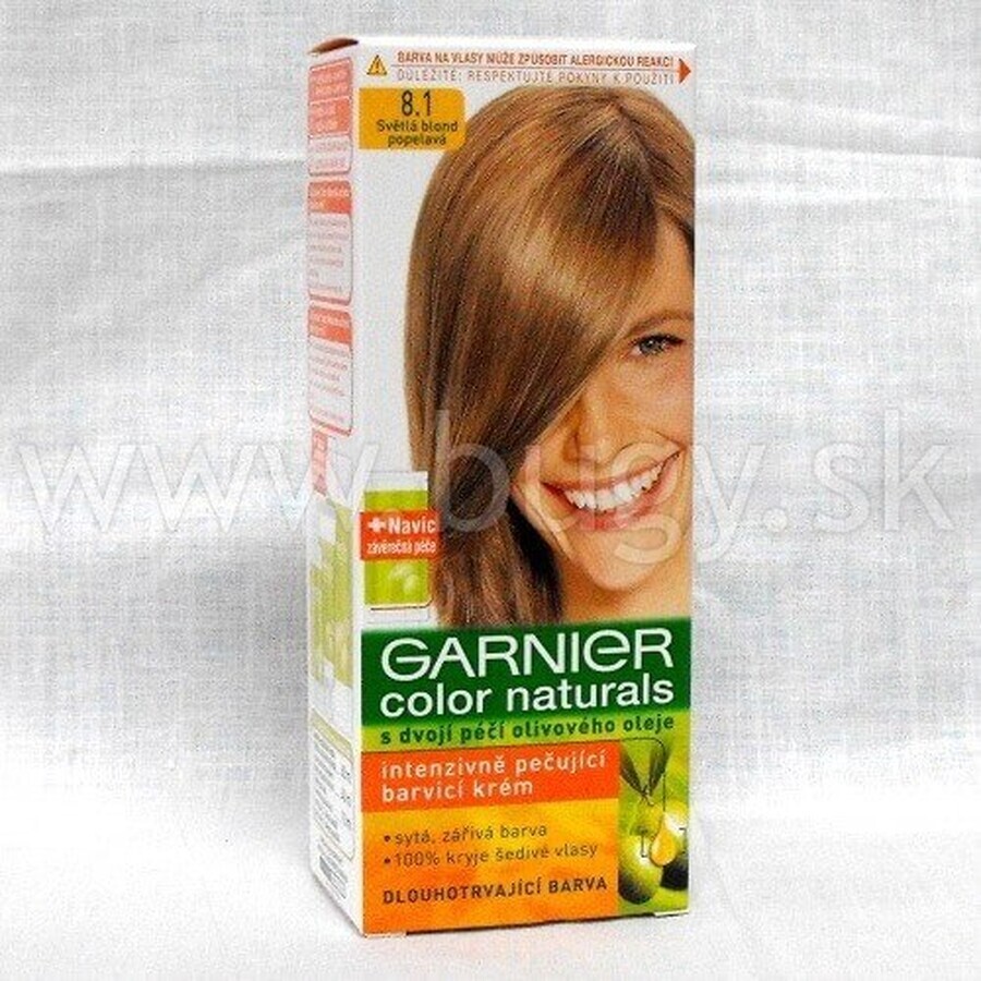 Garnier Color Naturals Tinte Permanente 8.1 Rubio Claro Platino 1×1 pieza, color de pelo