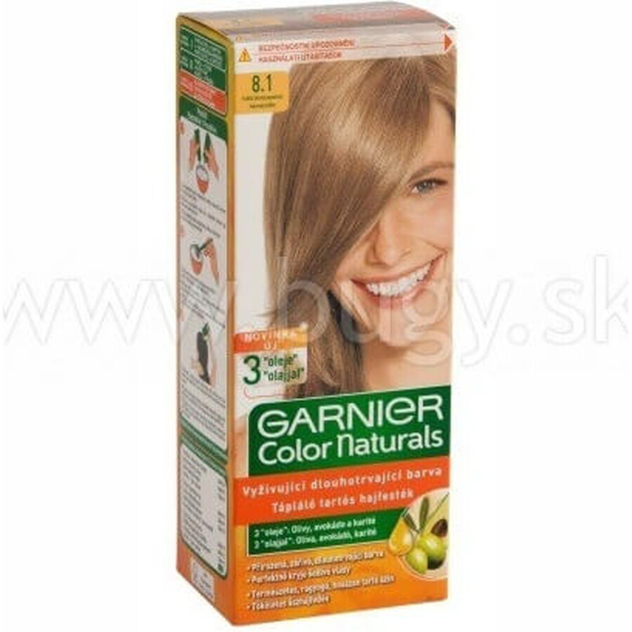 Garnier Color Naturals Tinte Permanente 8.1 Rubio Claro Platino 1×1 pieza, color de pelo