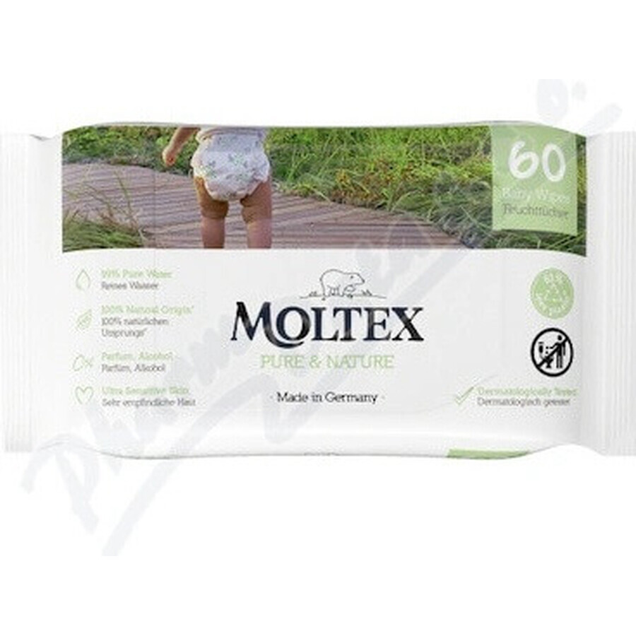 Moltex Pure & Nature EKO Pure & Nature EKO lingettes humides à base d'eau 1×60 pcs, lingettes humides