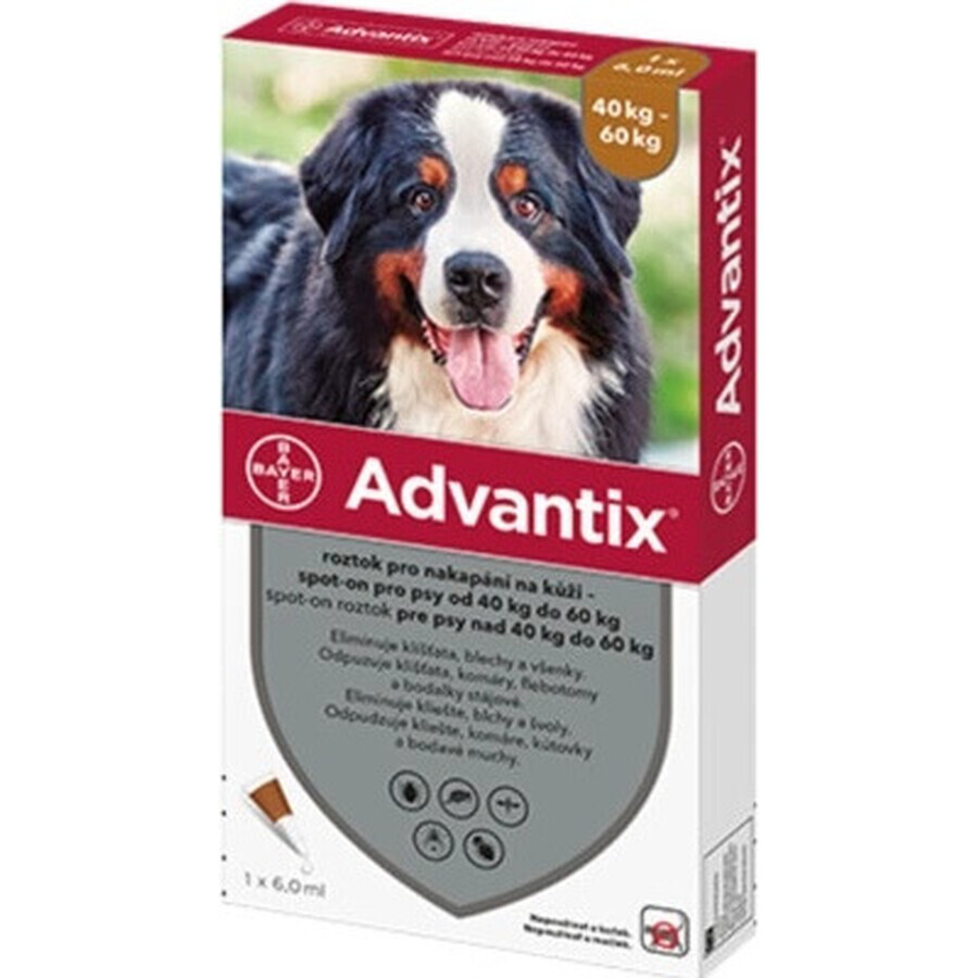 Advantix Spot-on voor honden van 40 tot 60 kg (1 pipet) 1x6 ml