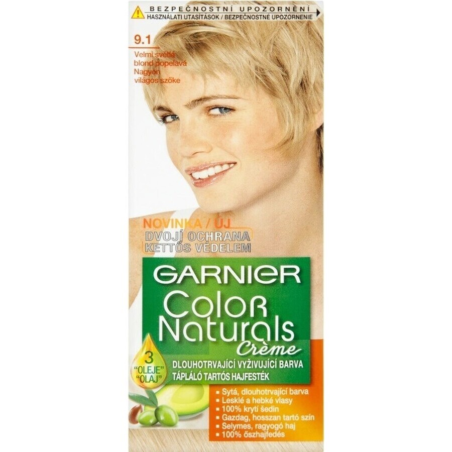 Garnier Color Naturals Coloración Permanente 9.1 Rubio Muy Claro Rubio Ceniza 1×1 pieza, coloración capilar