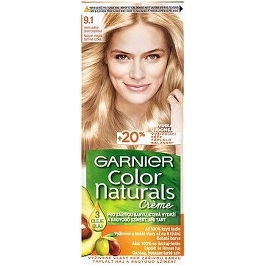 Garnier Color Naturals Coloración Permanente 9.1 Rubio Muy Claro Rubio Ceniza 1×1 pieza, coloración capilar