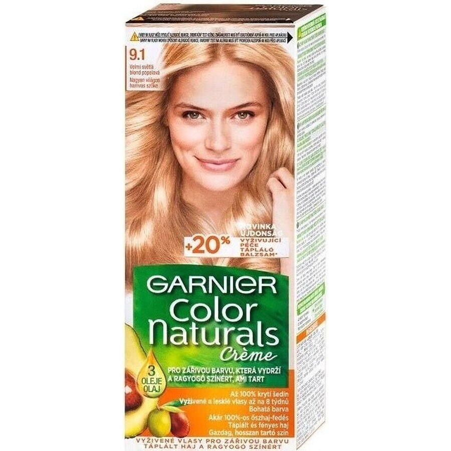 Garnier Color Naturals Coloración Permanente 9.1 Rubio Muy Claro Rubio Ceniza 1×1 pieza, coloración capilar