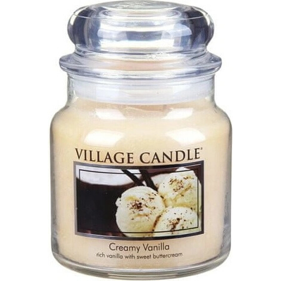 Village Candle Lumânare parfumată în sticlă - Creamy Vanilla - Înghețată de vanilie, medie 1×1 buc