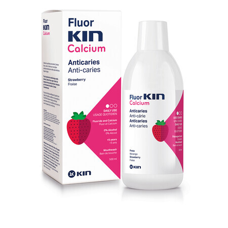 Colutorio infantil sabor fresa, Fluor Kin Calcio, 500 ml, Laboratorios Kin