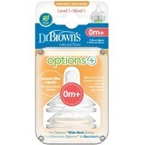 Dr.BROWN'S OPTIONS+ NIVEL 1 1×2 piezas, cuello ancho, silicona, 0M+