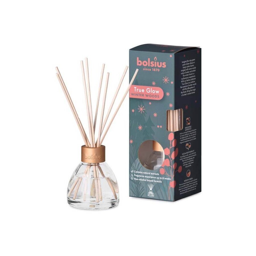 Bolsius True Glow Diffuser Winterwoods bețișoare parfumate 1×45 ml, parfum pentru apartament